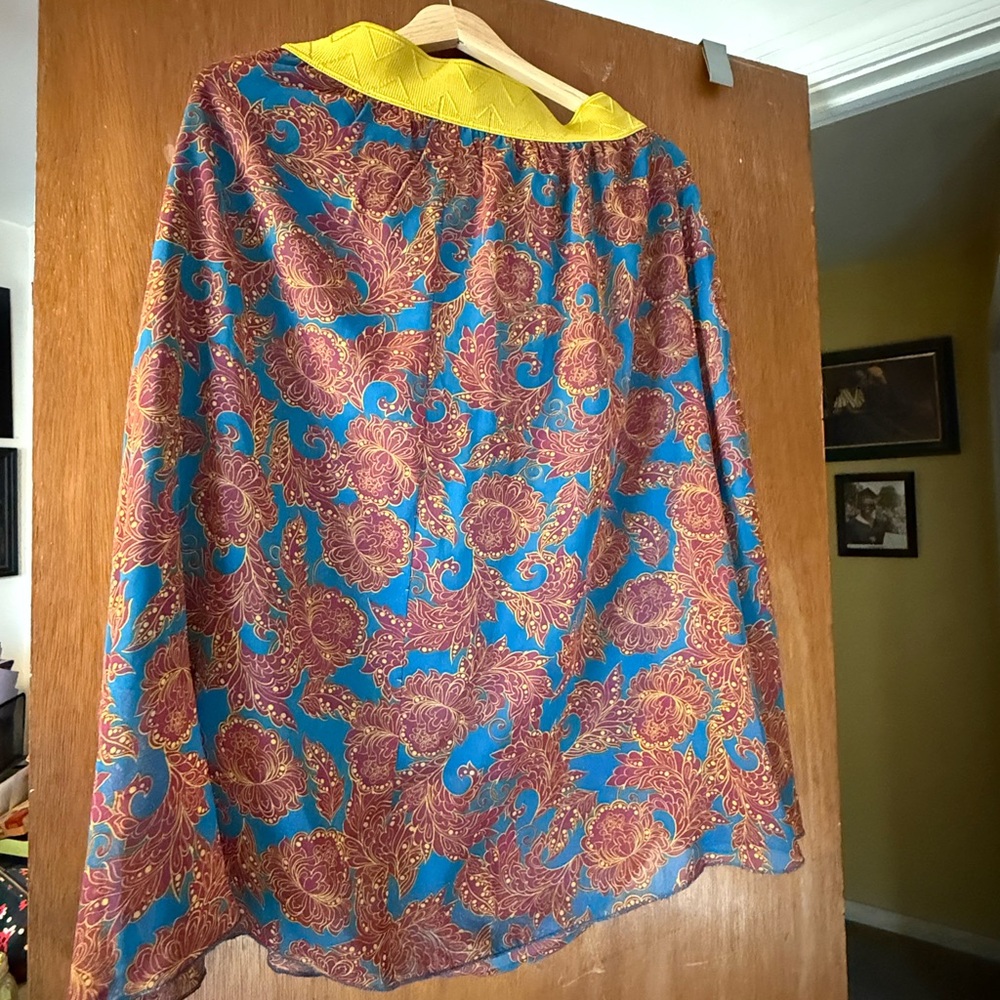 LuLaRoe A-Line Skirt with Blue and Red Floral Design